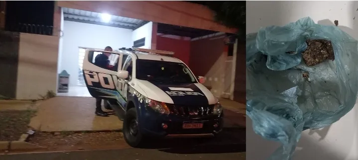 Motociclista fura sinal, quase atinge viatura da Força Tática e é preso com droga no centro de Três Lagoas 